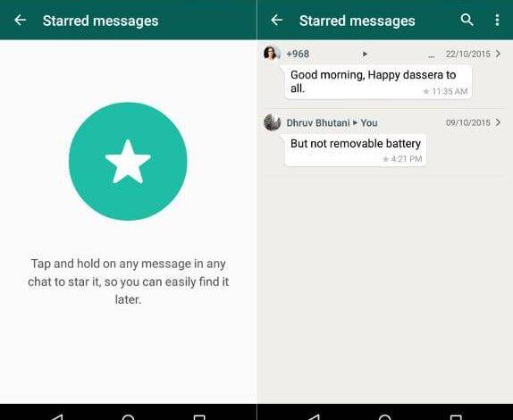 روش ستاره دار کردن پیام ها در WhatsApp اندروید