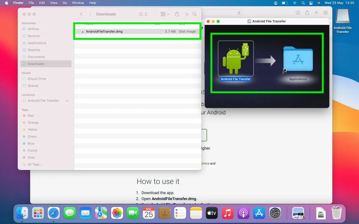 نصب برنامه Android File Transfer برای انتقال عکس از گوشی اندروید از گوشی به کامپیوتر