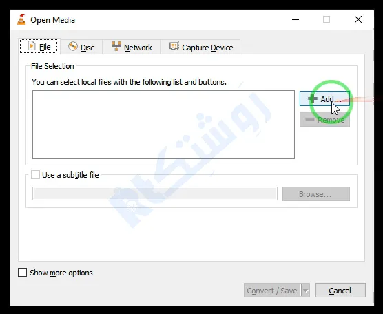 انتخاب ویدیو برای تبدیل فایل AVI به MP4 در VLC Player