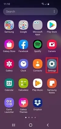 آیکون Settings یا تنظیمات در اندروید 10 گوشی سامسونگ
