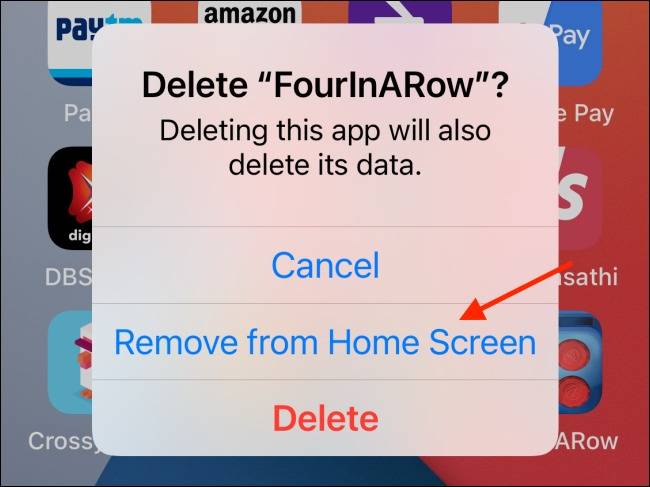 گزینه Remove From Home Screen آیفون