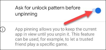 Ask for unlock pattern before unpinning