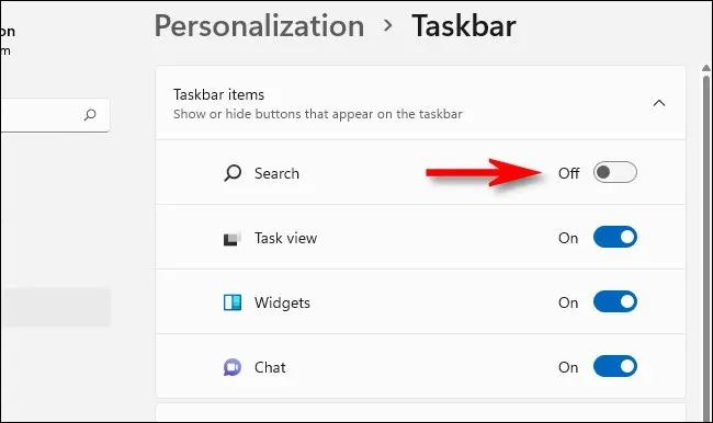 بخش Taskbar Items