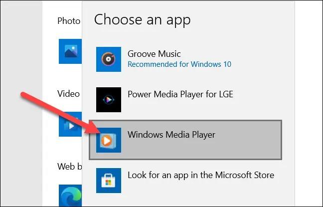انتخاب Windows Media Player بعنوان پلیر پیشفرض ویندوز 10