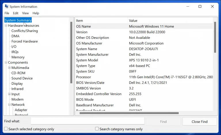 دیدن مشخصات کامپیوتر در ویندوز 11