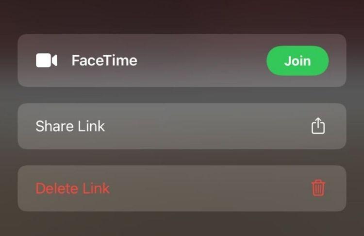 FaceTime، Share Link و Delete Link