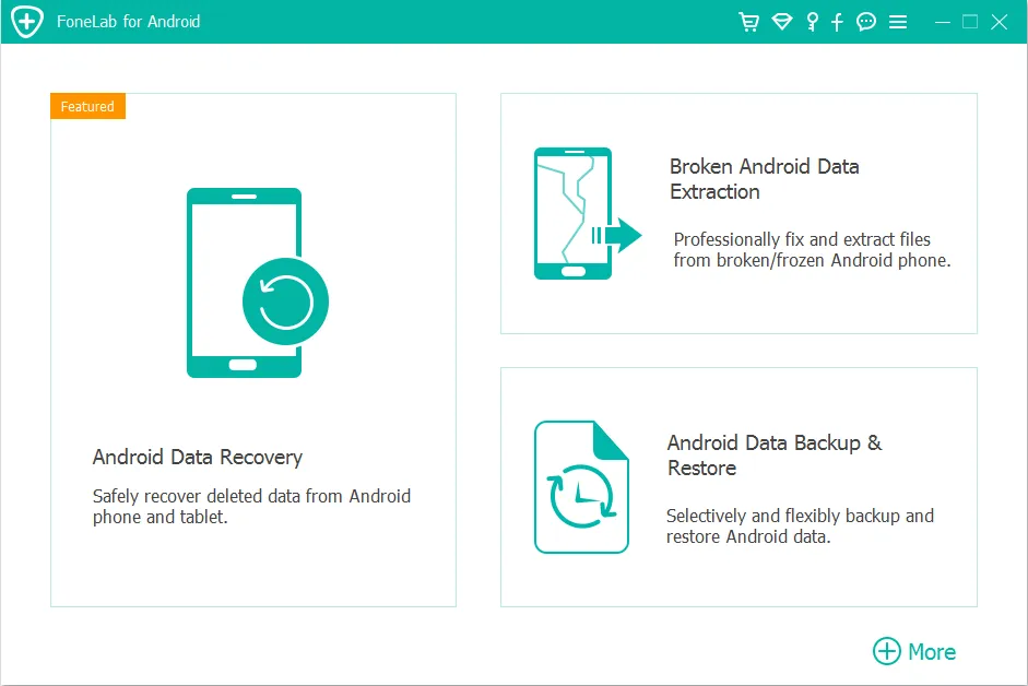 دکمه Android Data Recovery در برنامه FoneLab for Android